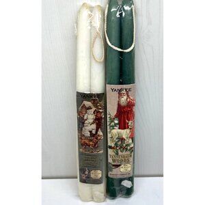 Retired Yankee Taper Christmas Candle x 2 Pairs 12" Jack Frost Tannenbaum woods